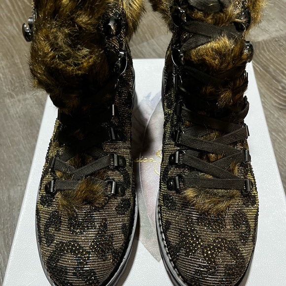 Jessica Simpson Norina bronze leopard Lace up boots. Never worn in original box - Picture 1 of 11